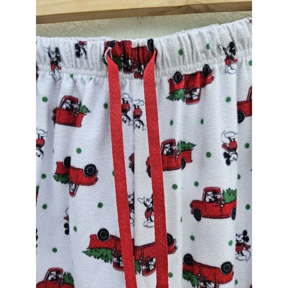 Mickey Mouse Pajama Pants Mens Large White Red Green Christmas Tree Drawstring - Picture 2 of 8